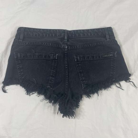 John John Made In Heaven Women Black Cut Off Denim Shorts Size 38/28 - Picture 8 of 9